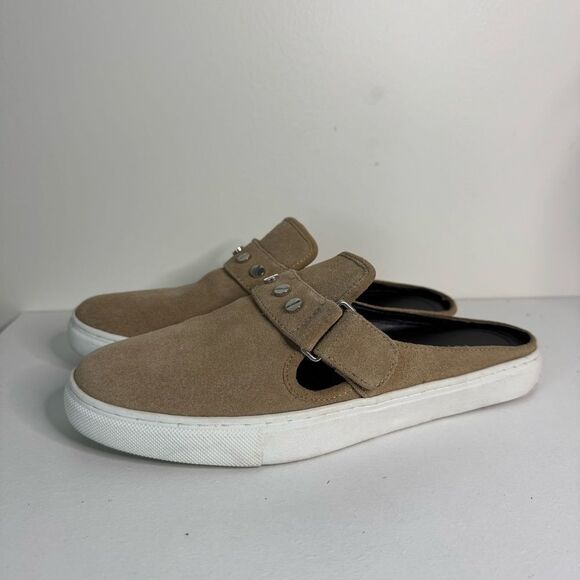 Rebecca Minkoff Tan Suede Mules with Silver Stud Accents | Size 8 - Picture 2 of 8